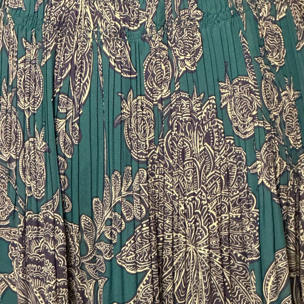Ryegrass Teal Floral Pleated Midi Dress NWT Small - Picture 8 of 9